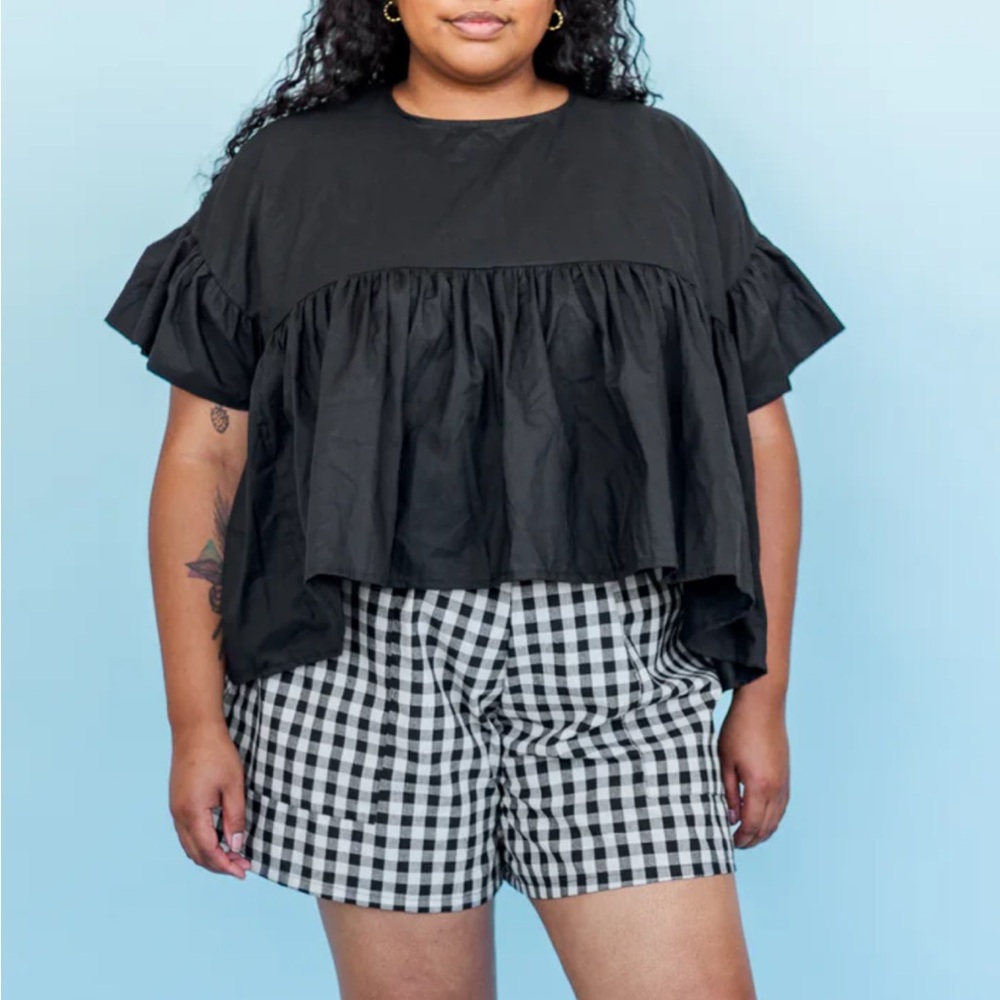 Black Ruffled Women's Top